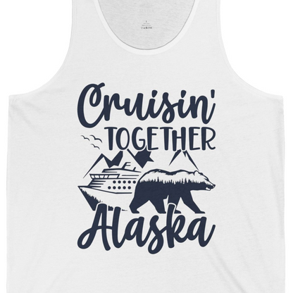 Alaska Cruise Adventure Shirt Tank Top – White – Alaska Cruise Shirts Close Up