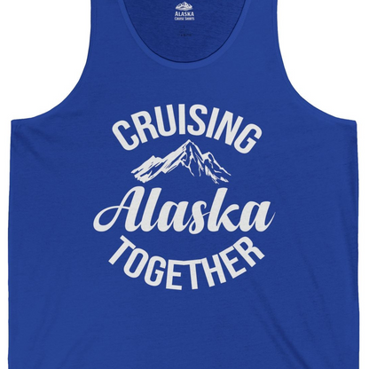 Cruising Alaska Together Mountain Adventure Travel Couples Shirt — Tank Top Tank Top – True Royal – Alaska Cruise Shirts Close Up