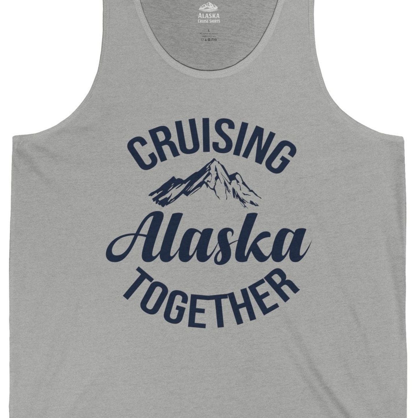 Cruising Alaska Together Mountain Adventure Travel Couples Shirt — Tank Top Tank Top – Athletic Heather – Alaska Cruise Shirts Close Up