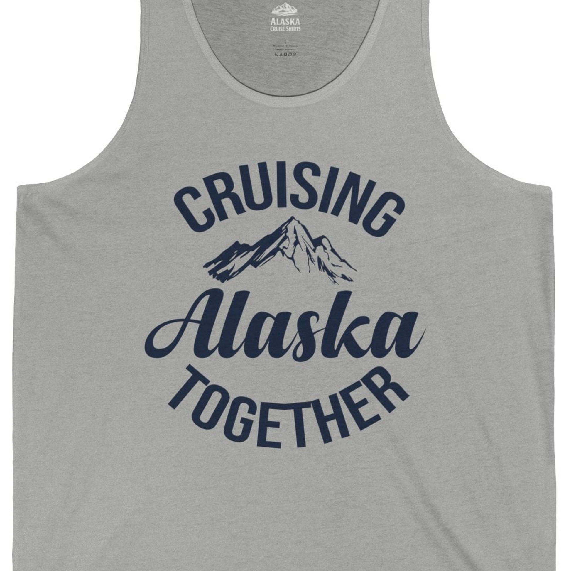 Cruising Alaska Together Mountain Adventure Travel Couples Shirt — Tank Top Tank Top – Athletic Heather – Alaska Cruise Shirts Close Up