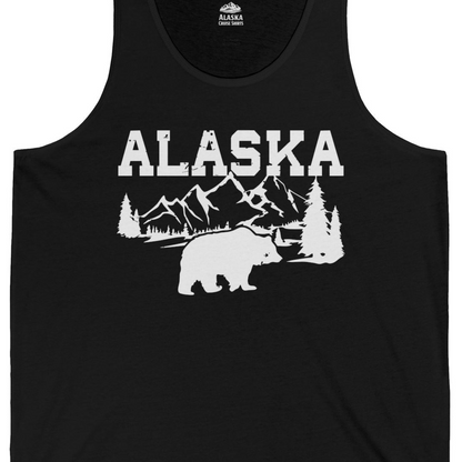 Alaska Bear Shirt Tank Top – Black – Alaska Cruise Shirts Close Up
