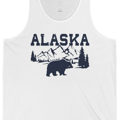 Alaska Bear Shirt Tank Top – White – Alaska Cruise Shirts Close Up
