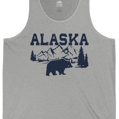 Alaska Bear Shirt Tank Top – Athletic Heather – Alaska Cruise Shirts Close Up