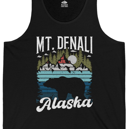 Mt Denali Alaska Bear Wilderness Shirt Tank Top – Black – Alaska Cruise Shirts Close Up