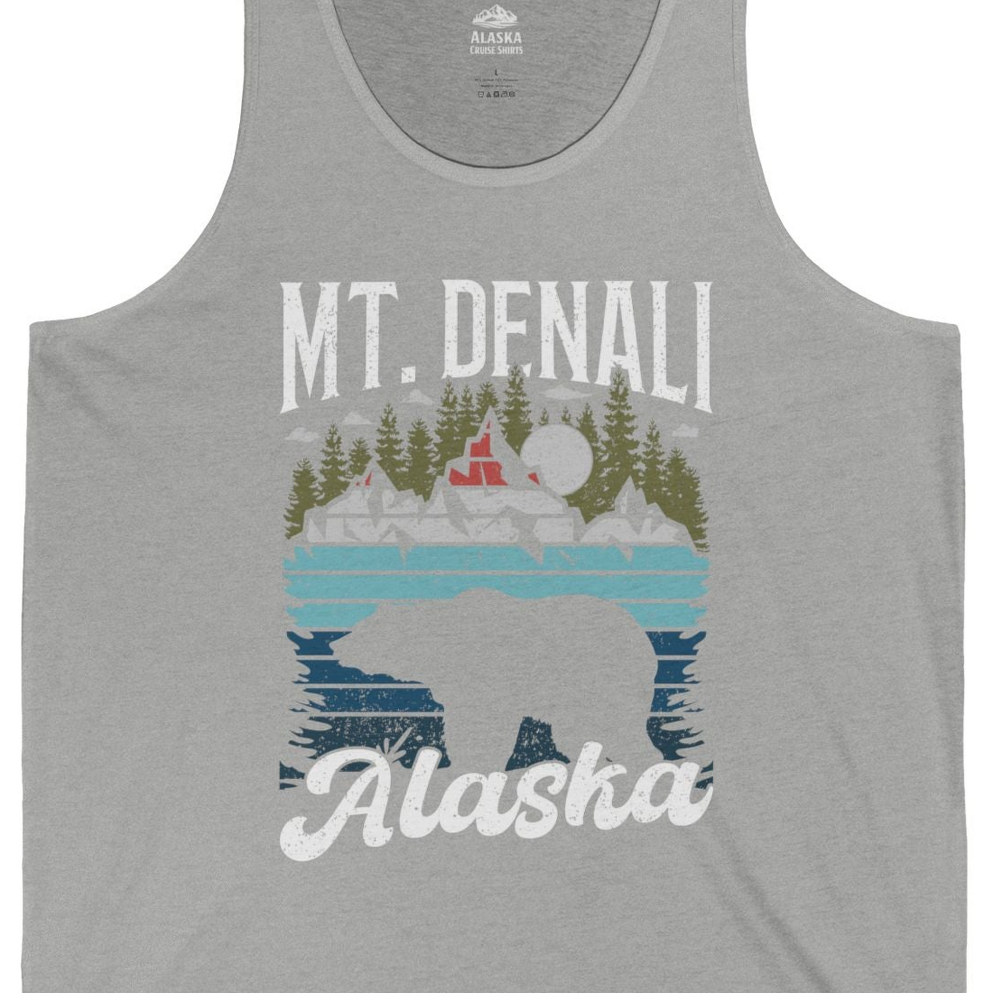 Mt Denali Alaska Bear Wilderness Shirt Tank Top – Athletic Heather – Alaska Cruise Shirts Close Up
