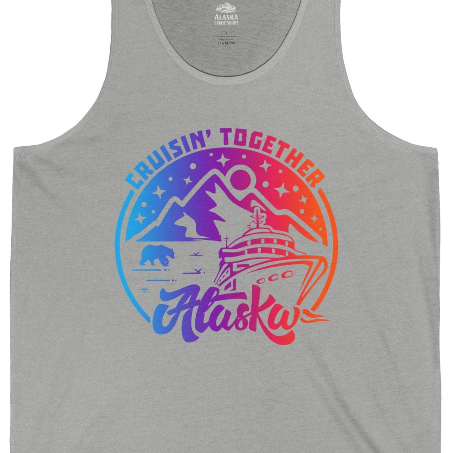 Alaska Cruise Shirt Tank Top – Athletic Heather – Alaska Cruise Shirts Close Up