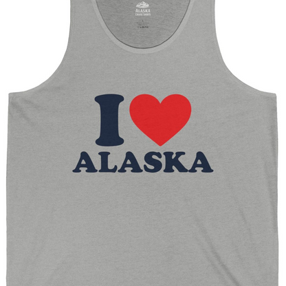 I Love Alaska Shirt Tank Top – Athletic Heather – Alaska Cruise Shirts Close Up