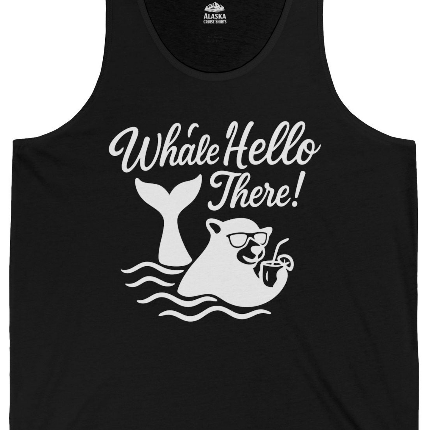 Whale Hello There Shirt Tank Top – Black – Alaska Cruise Shirts Close Up