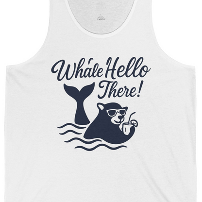 Whale Hello There Shirt Tank Top – White – Alaska Cruise Shirts Close Up