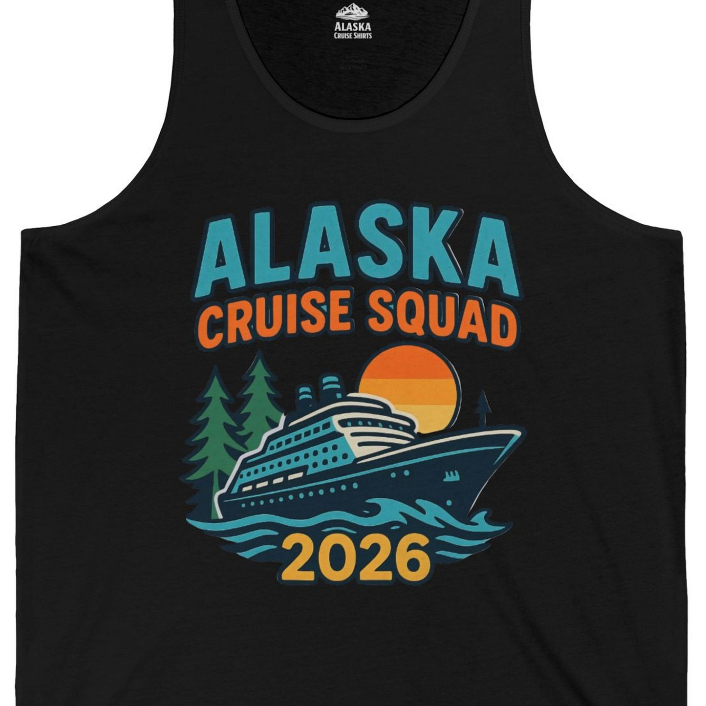 Alaska Cruise Squad Shirt Tank Top – Black – Alaska Cruise Shirts Close Up