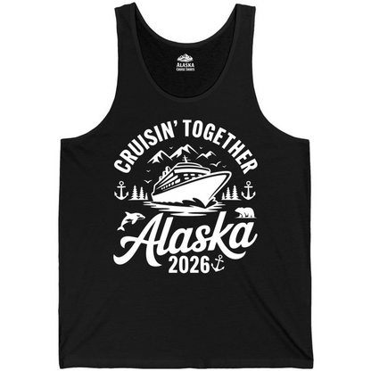 Alaska Cruise Adventure Shirt Tank Top – Black – Alaska Cruise Shirts Close Up