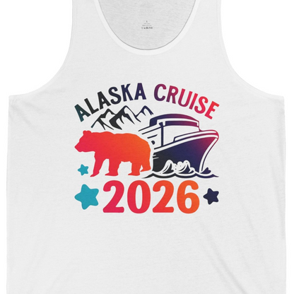 Alaska Cruise 2026 Shirt Tank Top – White – Alaska Cruise Shirts Close Up