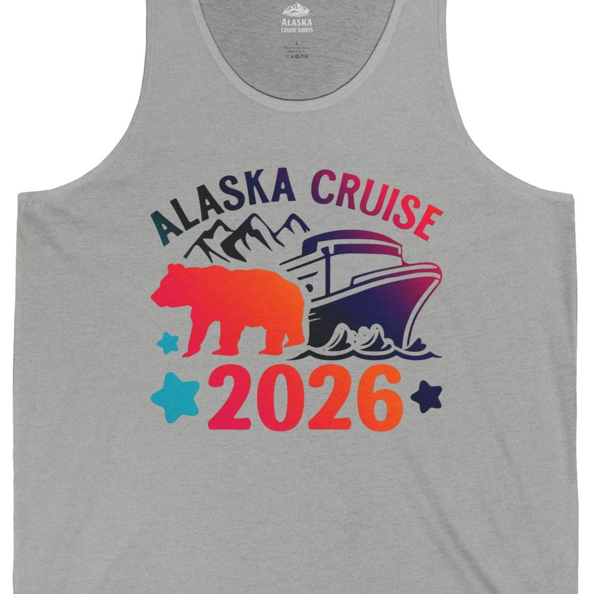 Alaska Cruise 2026 Shirt Tank Top – Athletic Heather – Alaska Cruise Shirts Close Up