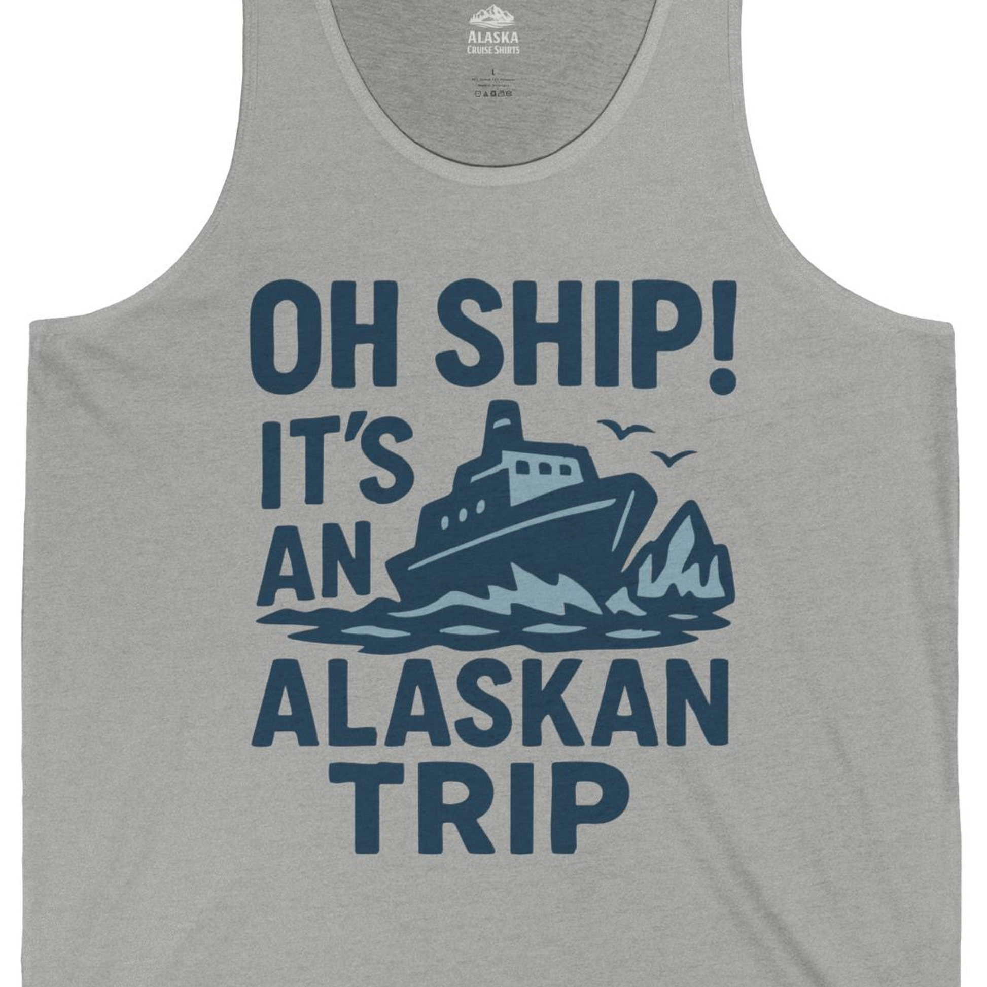 Oh Ship It’s an Alaskan Trip Funny Alaska Cruise Shirt — Tank Top Tank Top – Athletic Heather – Alaska Cruise Shirts Close Up