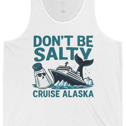 Don’t Be Salty Alaska Cruise Shirt Whale Pun Funny Vacation Tee — Tank Top Tank Top – White – Alaska Cruise Shirts Close Up