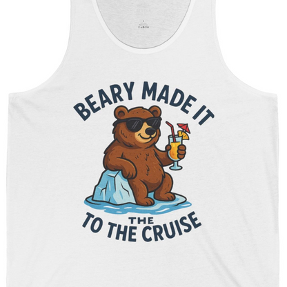 Funny Cruise Bear Shirt Tank Top – White – Alaska Cruise Shirts Close Up