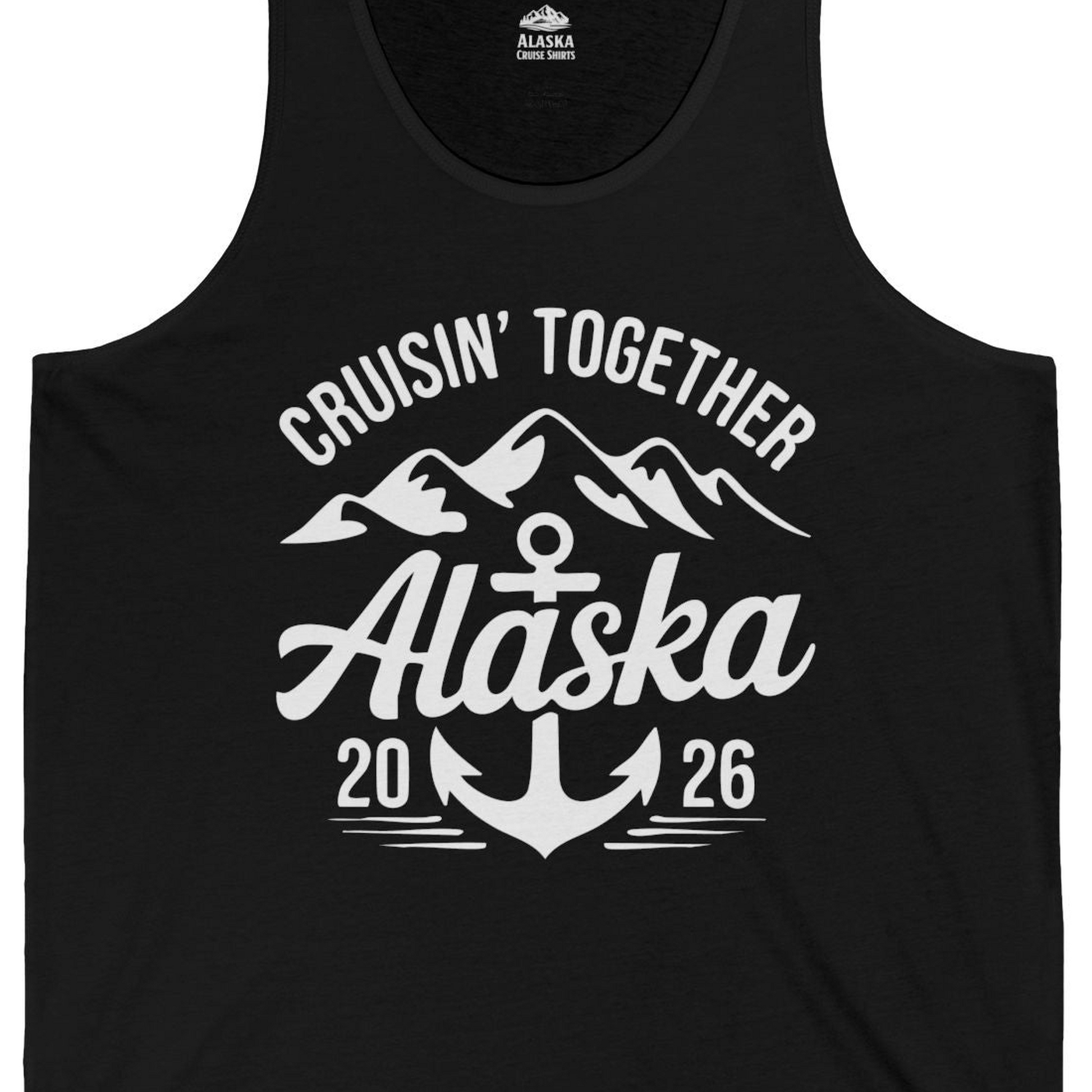 Alaska Cruise Shirt Tank Top – Black – Alaska Cruise Shirts Close Up
