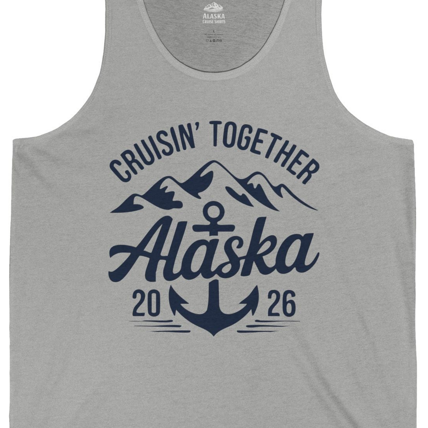 Alaska Cruise Shirt Tank Top – Athletic Heather – Alaska Cruise Shirts Close Up