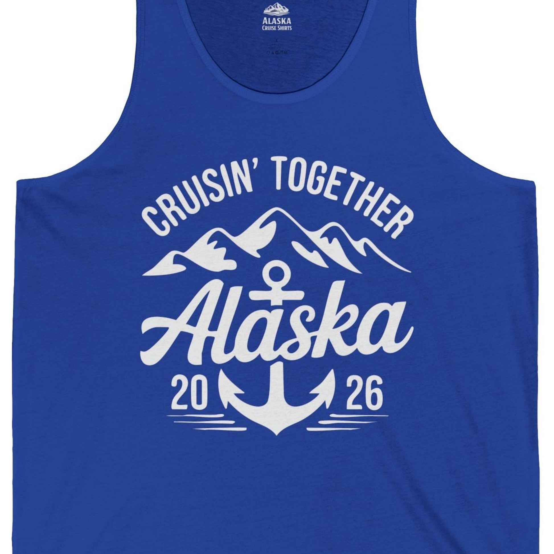Alaska Cruise Shirt Tank Top – True Royal – Alaska Cruise Shirts Close Up