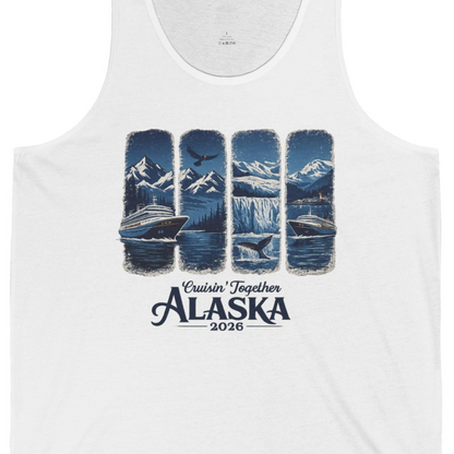 Alaska Cruise Adventure Shirt Tank Top – White – Alaska Cruise Shirts Close Up