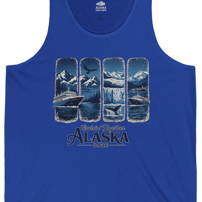 Alaska Cruise Adventure Shirt Tank Top – True Royal – Alaska Cruise Shirts Close Up