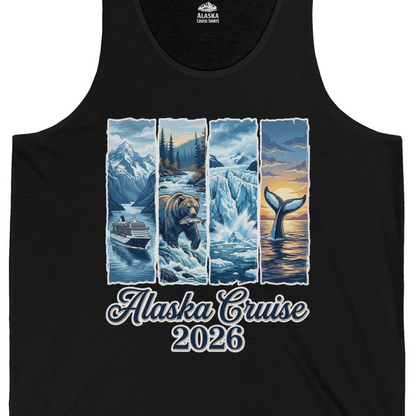 Alaska Cruise 2026 Scenic Wildlife Adventure Souvenir Shirt — Tank Top Tank Top – Black – Alaska Cruise Shirts Close Up