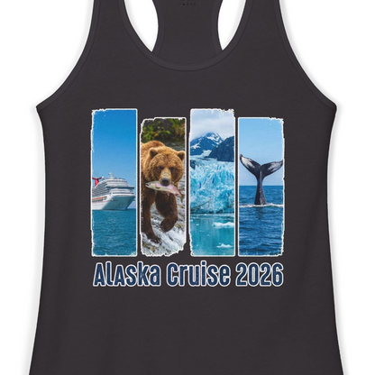Alaska Cruise 2026 Wildlife Nature Adventure Vacation Shirt — Ladies Tank Tank Top – Black – Alaska Cruise Shirts Close Up