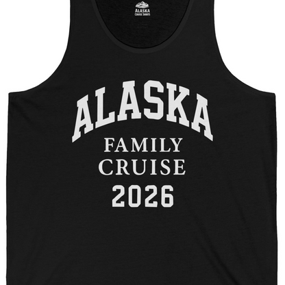 Alaska Family Cruise 2026 Matching Vacation Shirt for Groups — Tank Top Tank Top – Black – Alaska Cruise Shirts Close Up
