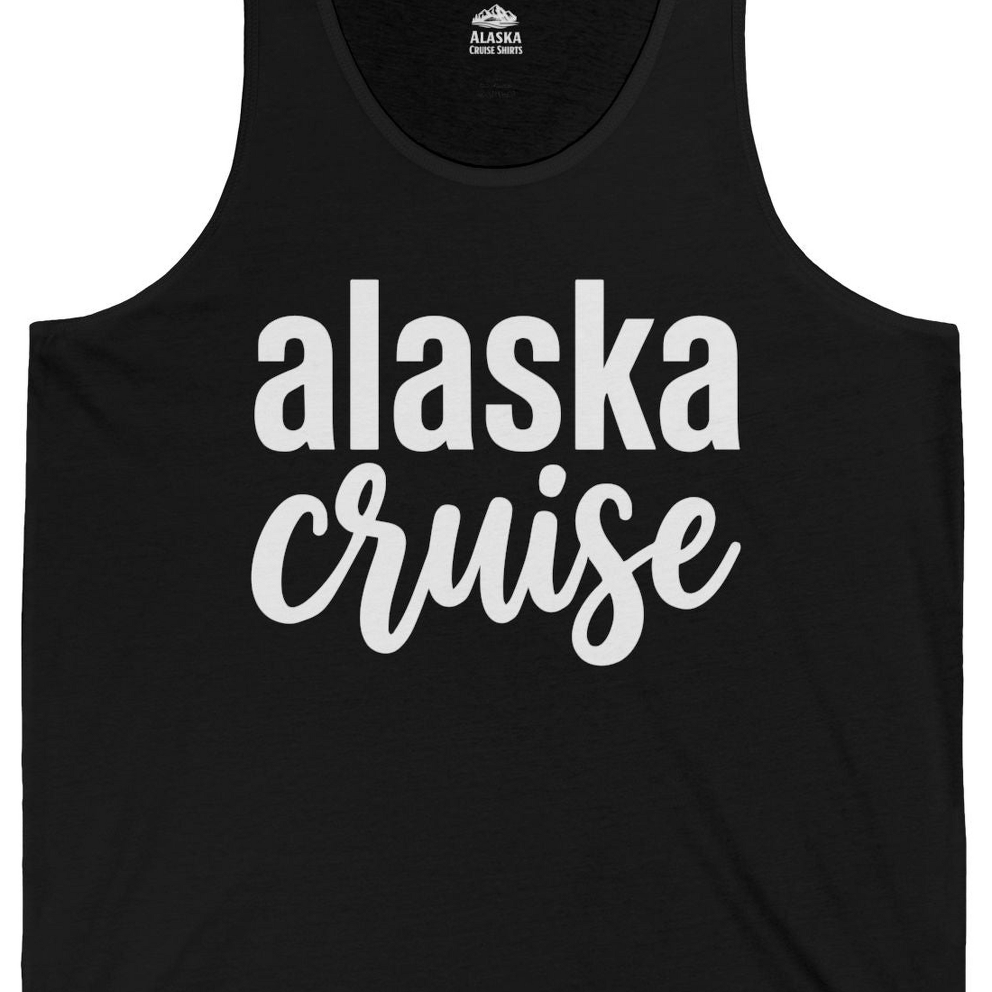 Bold Alaska Cruise Typography Shirt for Vacation Memories — Tank Top Tank Top – Black – Alaska Cruise Shirts Close Up