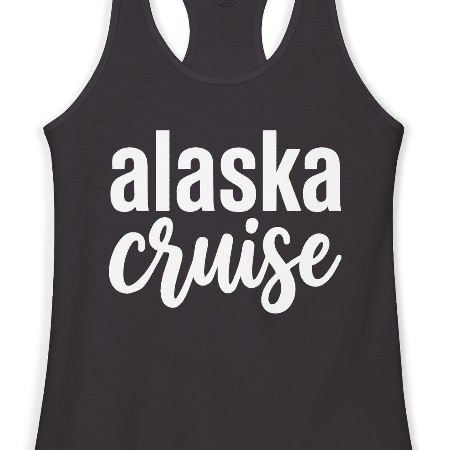 Bold Alaska Cruise Typography Shirt for Vacation Memories — Ladies Tank Tank Top – Black – Alaska Cruise Shirts Close Up