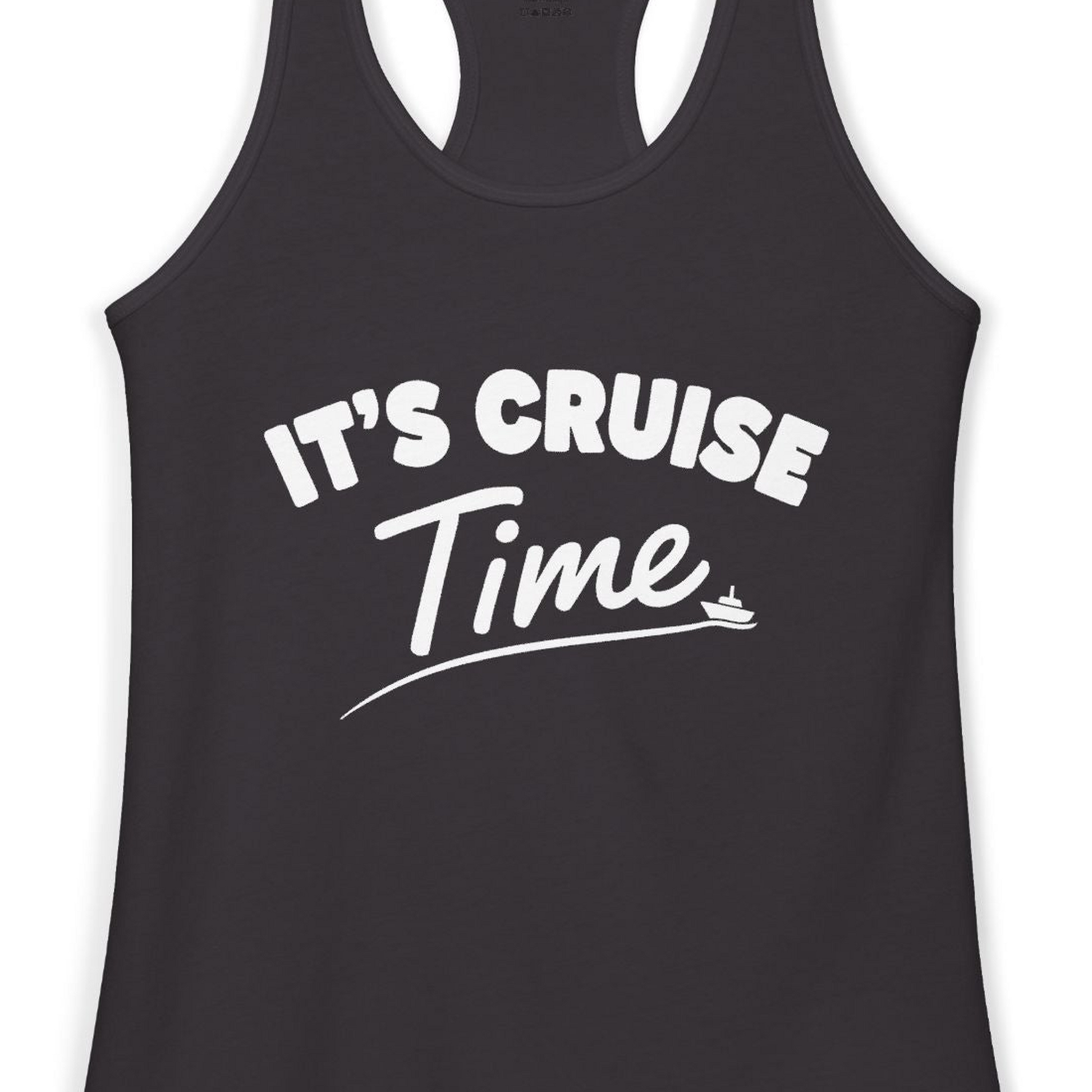 Fun Cruise Time Vacation Shirt for Cruise Lovers and Groups — Ladies Tank Tank Top – Black – Alaska Cruise Shirts Close Up