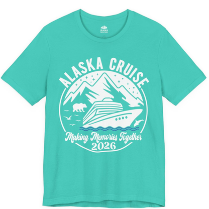 Alaska Cruise Adventure 2026 Shirt - Mountains Wildlife and Ship Retro – Teal – Alaska Cruise Shirts
