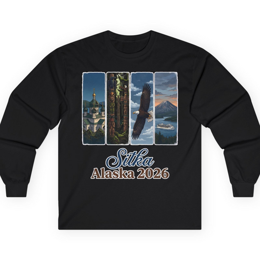 Sitka Alaska 2026 Cruise and Wildlife Souvenir Graphic Shirt — Long Sleeve T-Shirt – Alaska Cruise Shirts