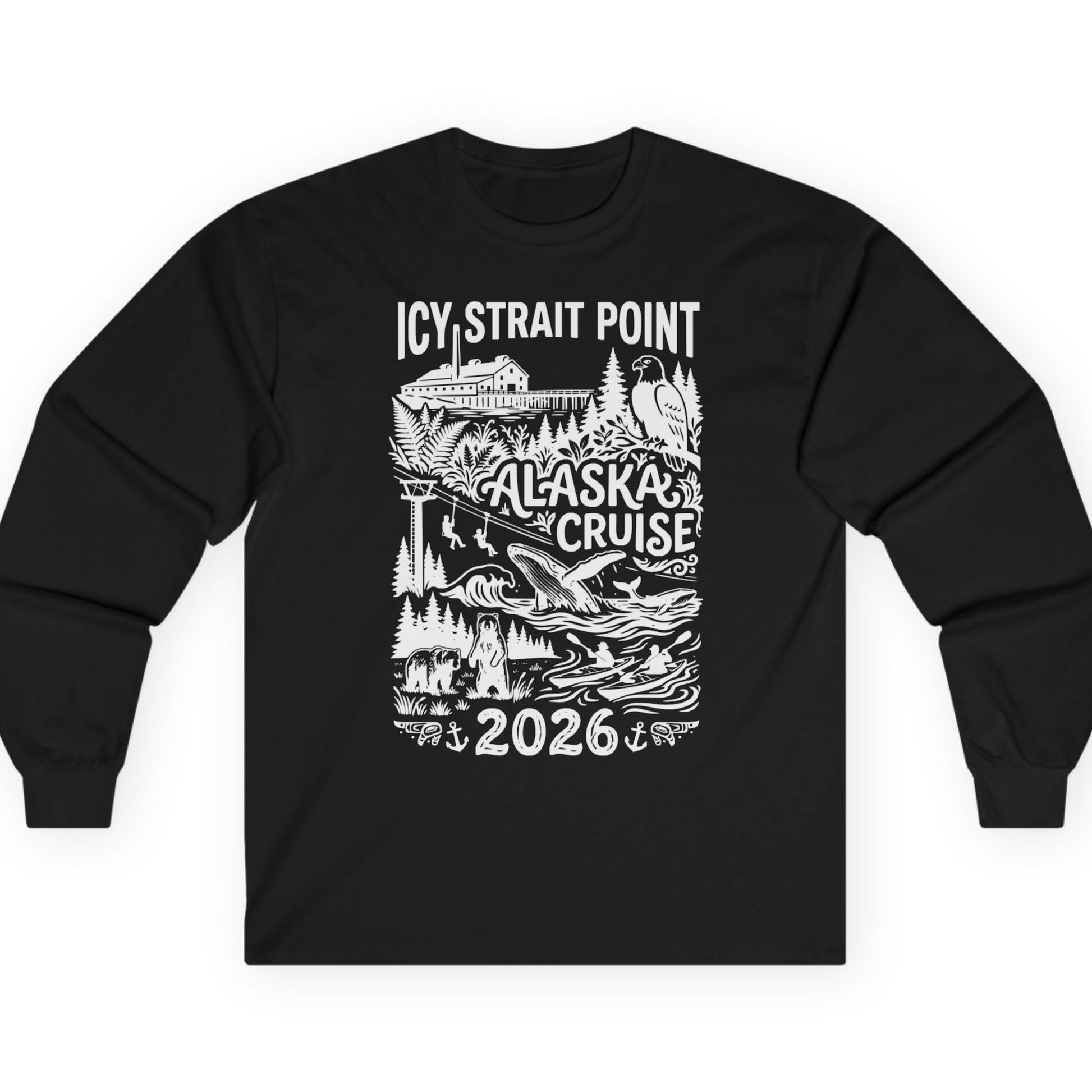 Icy Strait Point Alaska Cruise 2026 Wildlife Adventure Shirt — Long Sleeve T-Shirt – Alaska Cruise Shirts