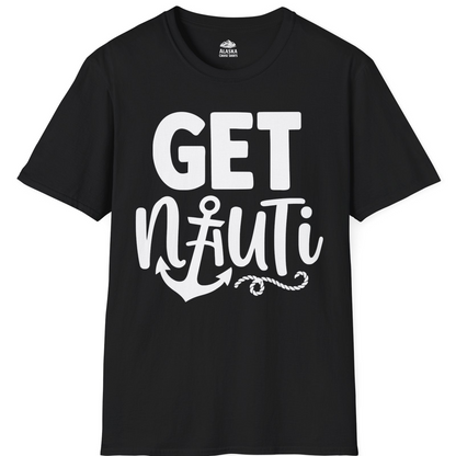 Get Nauti Nautical Pun Shirt with Anchor and Rope Graphic — T-Shirt T-Shirt – Alaska Cruise Shirts