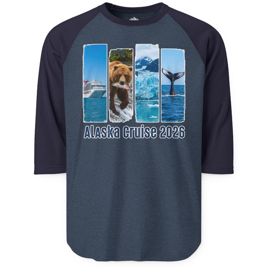 Alaska Cruise 2026 Wildlife Nature Adventure Vacation Shirt — 3/4 Sleeve T-Shirt – Alaska Cruise Shirts