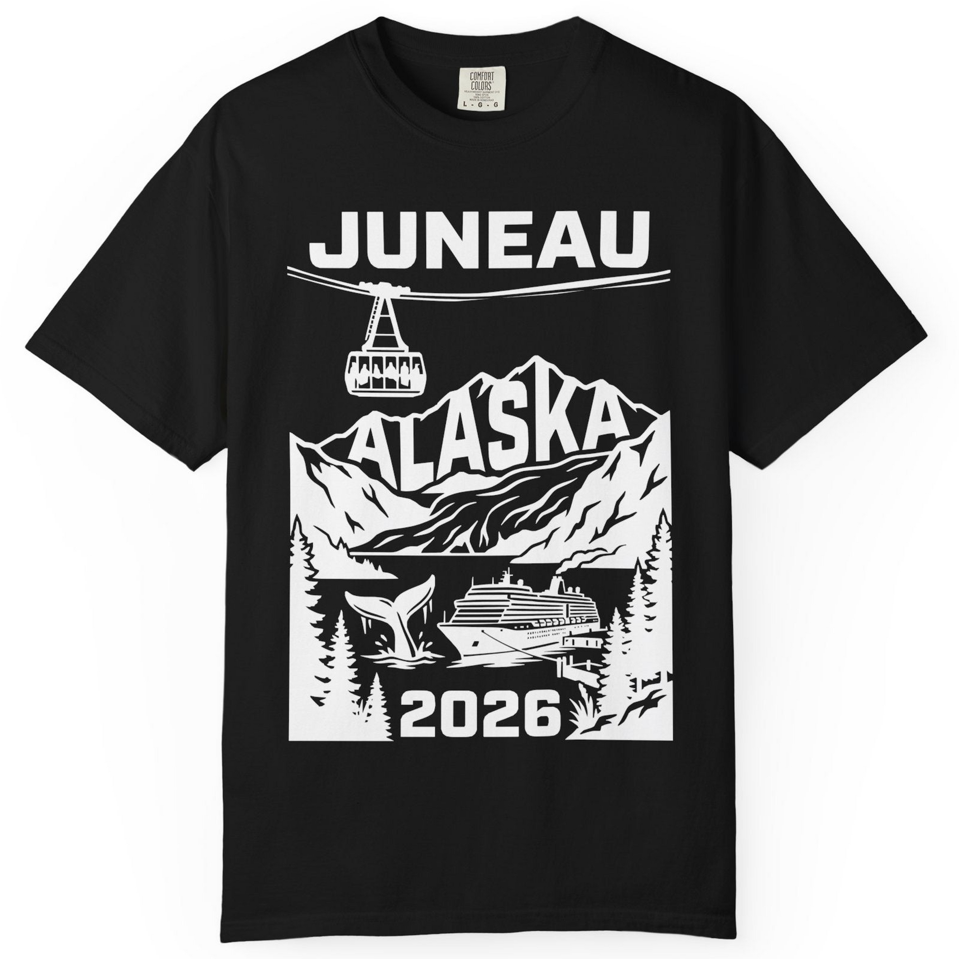 Juneau Alaska Cruise 2026 Scenic Whale and Cable Car Shirt — Comfort T-Shirt – Alaska Cruise Shirts
