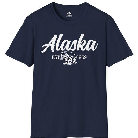 Alaska Bear Est 1959 Vintage Wildlife Graphic Monochrome Shirt — T-Shirt T-Shirt – Alaska Cruise Shirts