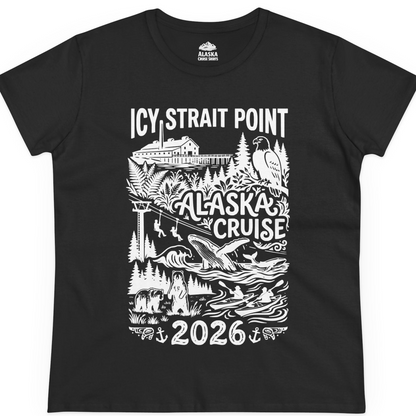 Icy Strait Point Alaska Cruise 2026 Wildlife Adventure Shirt — Ladies Tee T-Shirt – Alaska Cruise Shirts