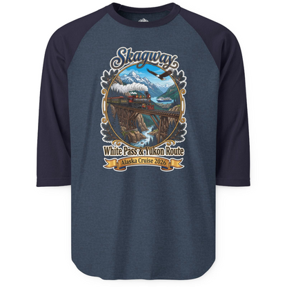 Skagway Alaska Cruise Shirt White Pass Yukon Route 2026 Souvenir — 3/4 Sleeve T-Shirt – Alaska Cruise Shirts