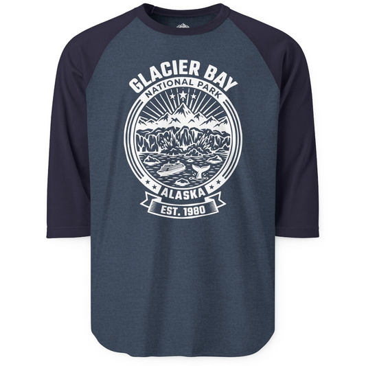 Glacier Bay Alaska National Park Adventure Shirt for Travelers — 3/4 Sleeve T-Shirt – Alaska Cruise Shirts