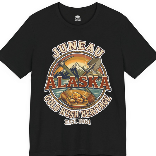 Juneau Alaska Gold Rush Heritage Vintage Travel T-Shirt — Premium Tee T-Shirt – Alaska Cruise Shirts
