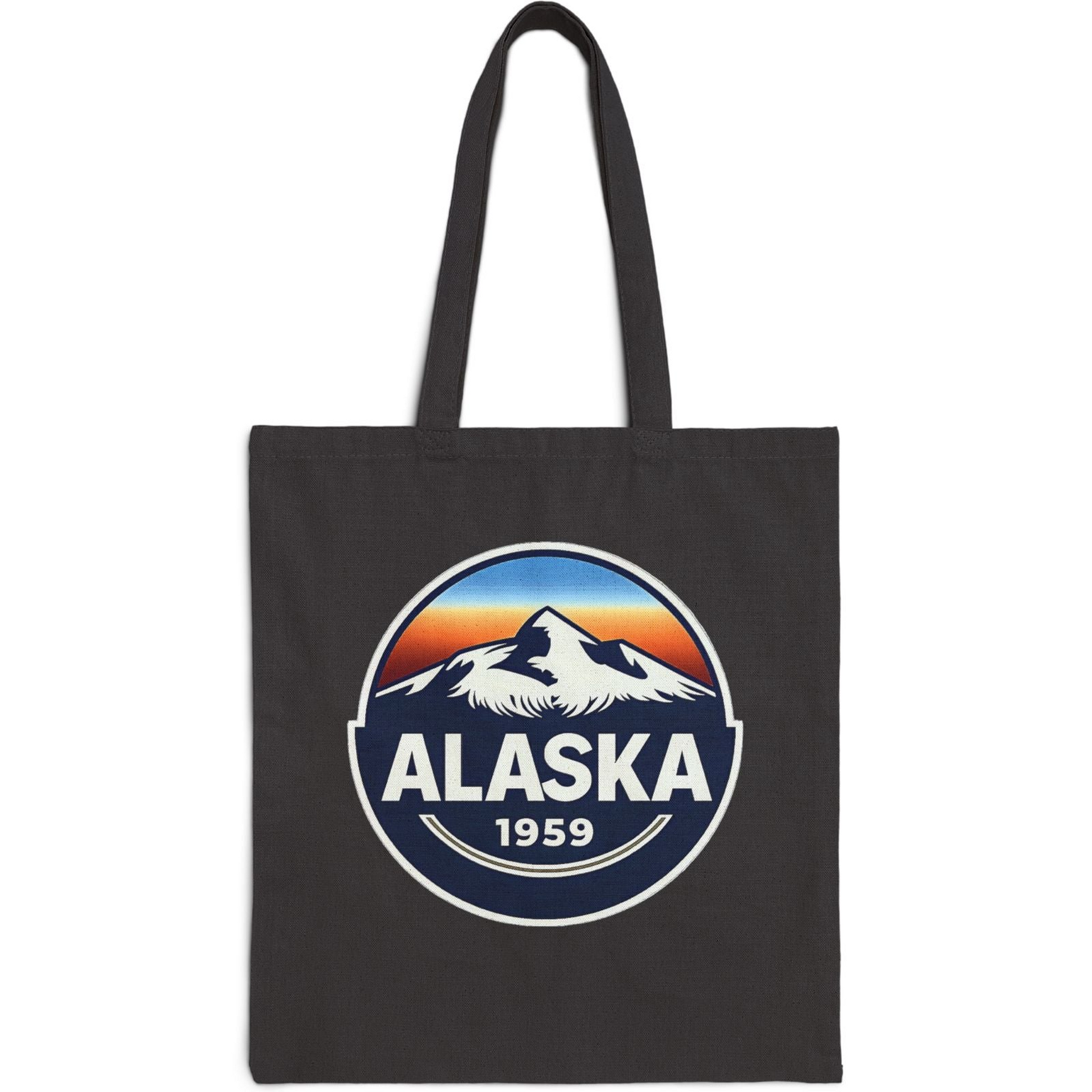 Alaska 1959 Mountain Canvas Tote Bag — Retro State Travel Market Tote T-Shirt – Alaska Cruise Shirts