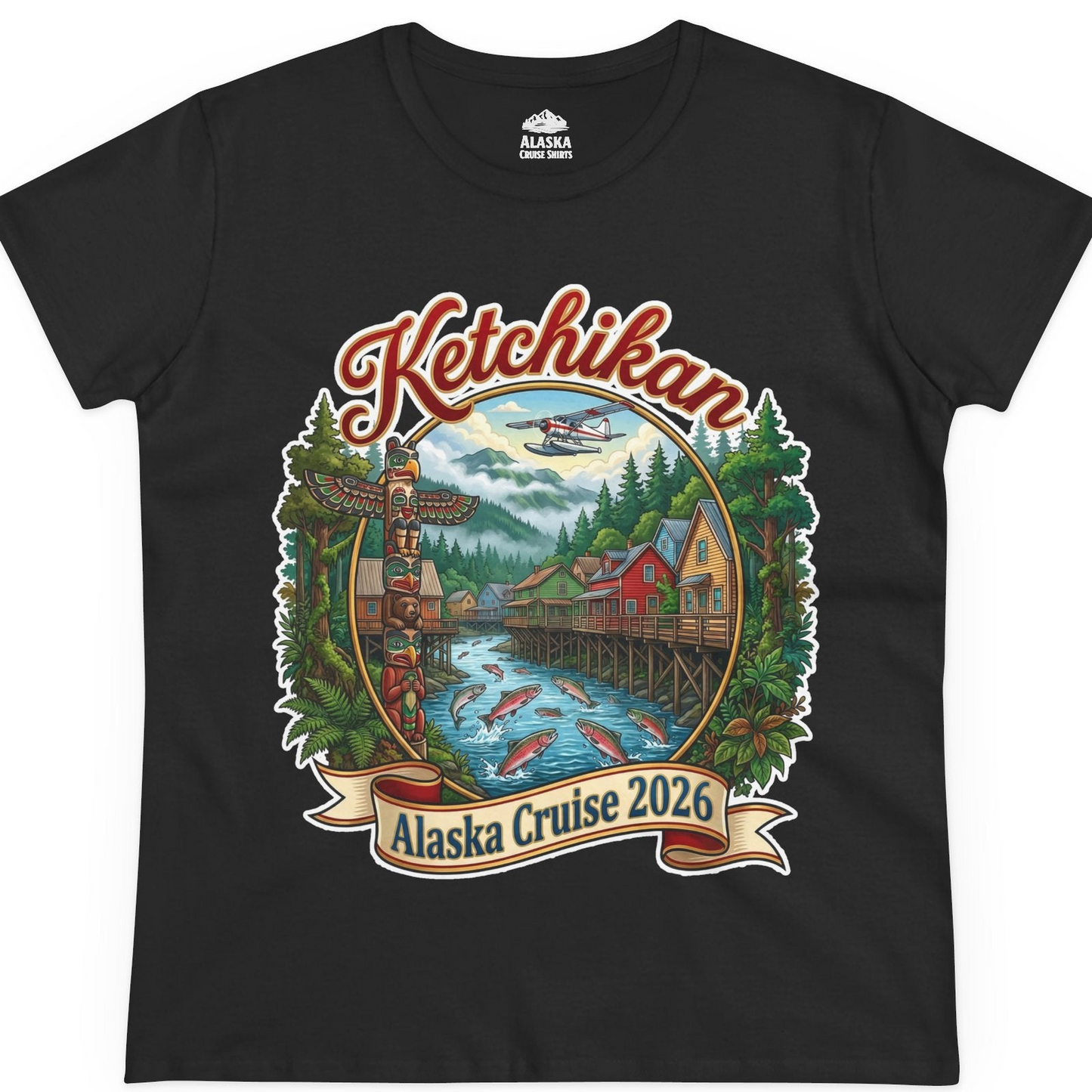 Ketchikan Alaska Cruise 2026 Vintage Souvenir Vacation Shirt — Ladies Tee T-Shirt – Alaska Cruise Shirts