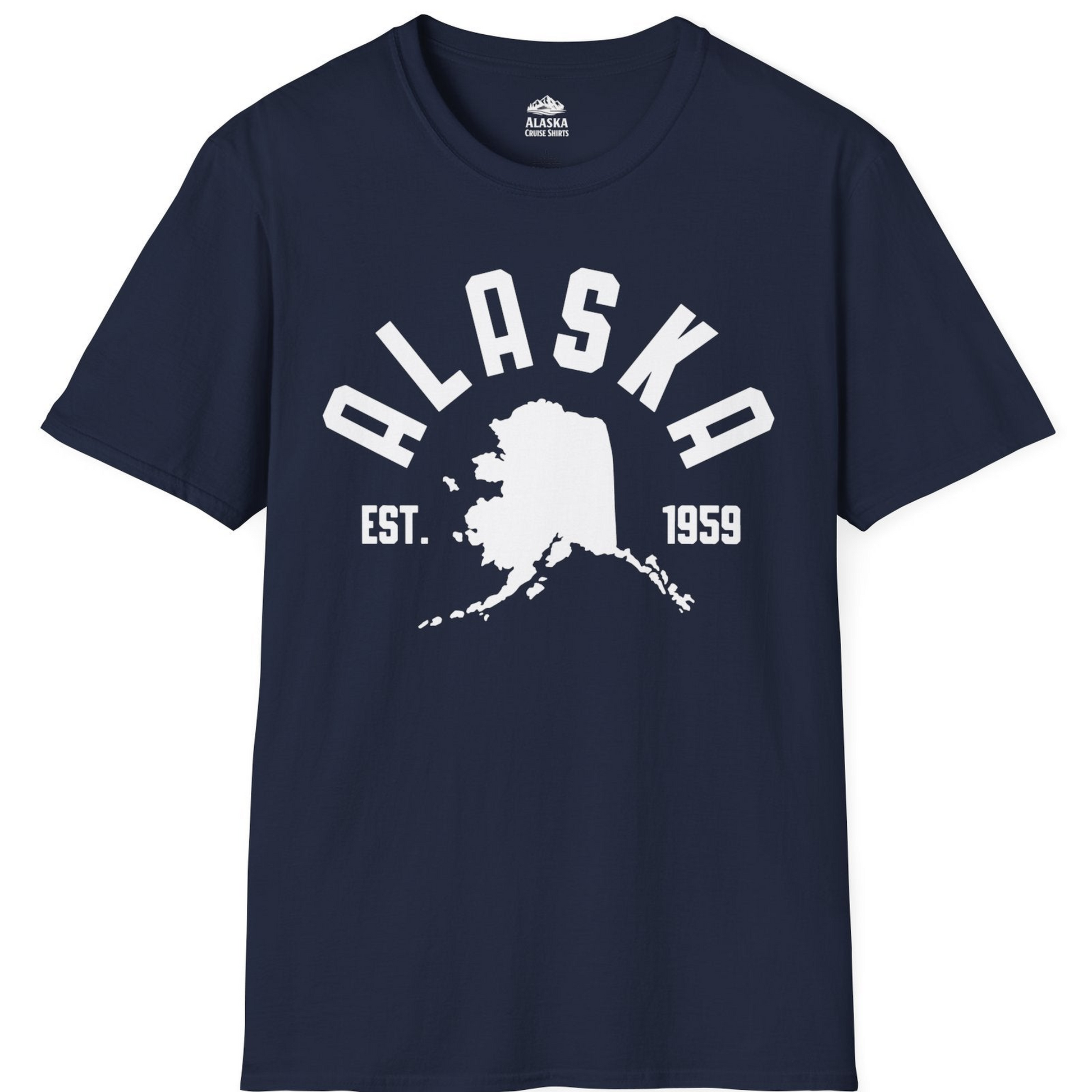 Vintage Alaska State Outline Est 1959 Retro Collegiate Shirt — T-Shirt T-Shirt – Alaska Cruise Shirts