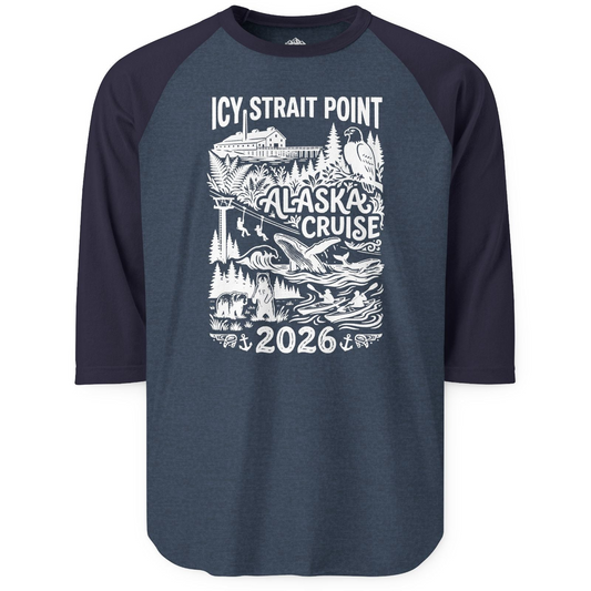 Icy Strait Point Alaska Cruise 2026 Wildlife Adventure Shirt — 3/4 Sleeve T-Shirt – Alaska Cruise Shirts