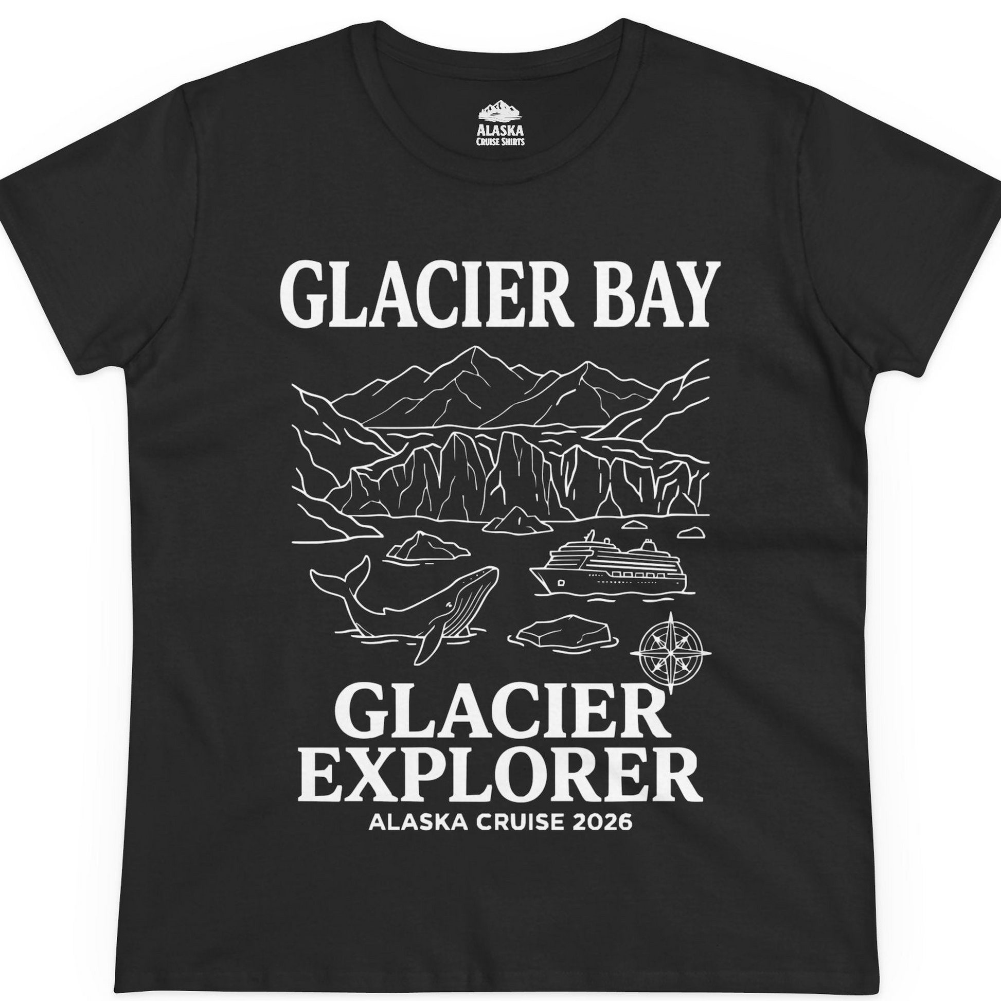 Glacier Bay Alaska Cruise 2026 Glacier Explorer Souvenir Shirt — Ladies Tee T-Shirt – Alaska Cruise Shirts