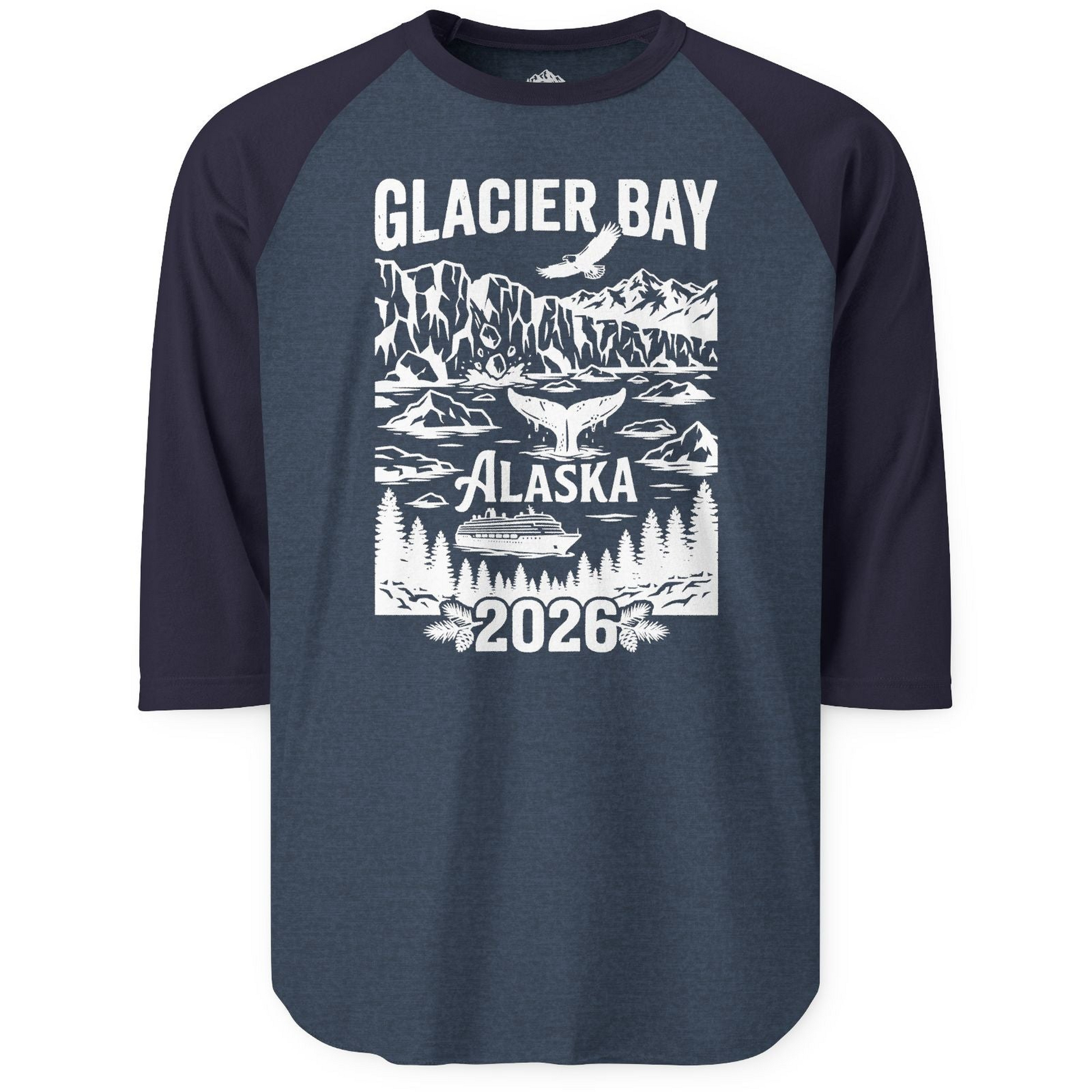 Glacier Bay Alaska 2026 Cruise Adventure Nature Scene Shirt — 3/4 Sleeve T-Shirt – Alaska Cruise Shirts