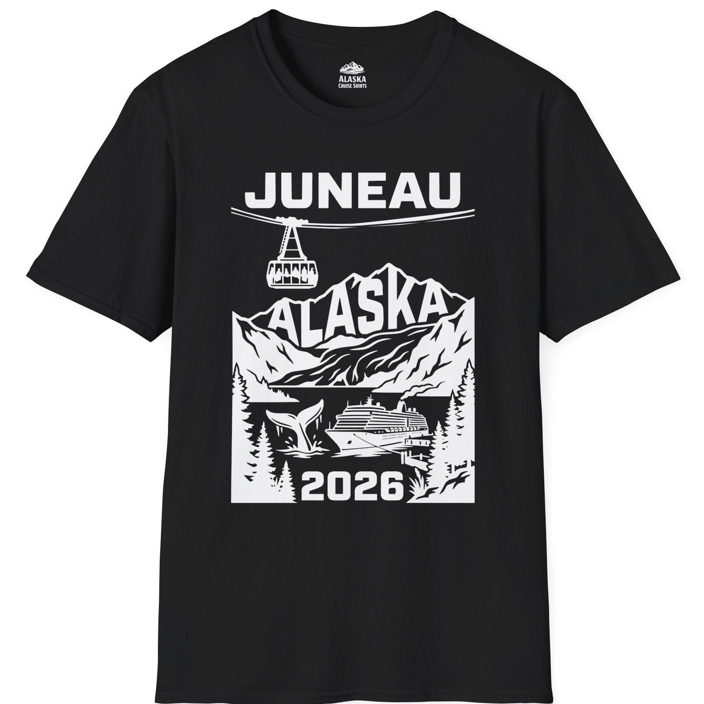 Juneau Alaska Cruise 2026 Scenic Whale and Cable Car Shirt — T-Shirt T-Shirt – Alaska Cruise Shirts