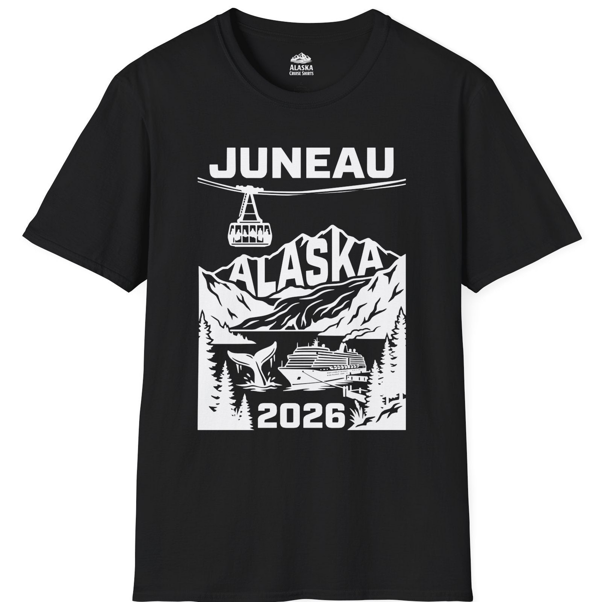 Juneau Alaska Cruise 2026 Scenic Whale and Cable Car Shirt — T-Shirt T-Shirt – Alaska Cruise Shirts